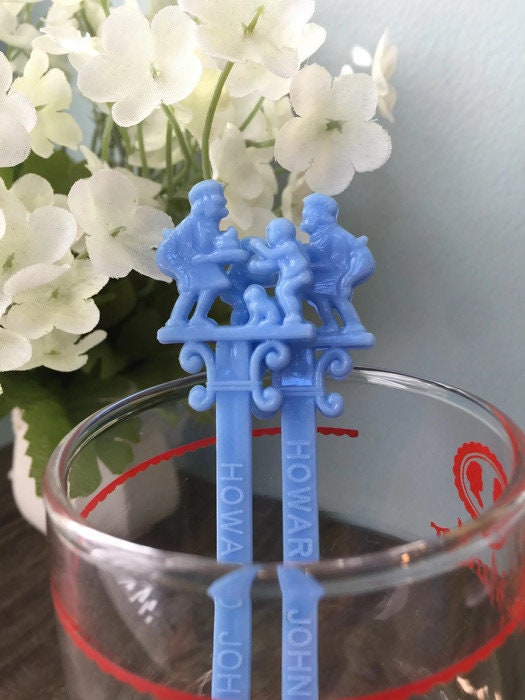 Mid Century Howard Johnson's Swizzle Sticks, Restaurant Souvenir Drink Stirrers - Duckwells