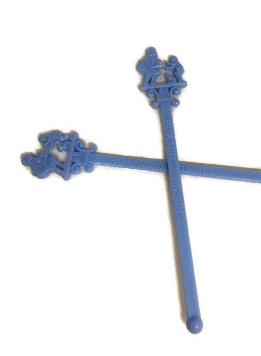 Mid Century Howard Johnson's Swizzle Sticks, Restaurant Souvenir Drink Stirrers - Duckwells