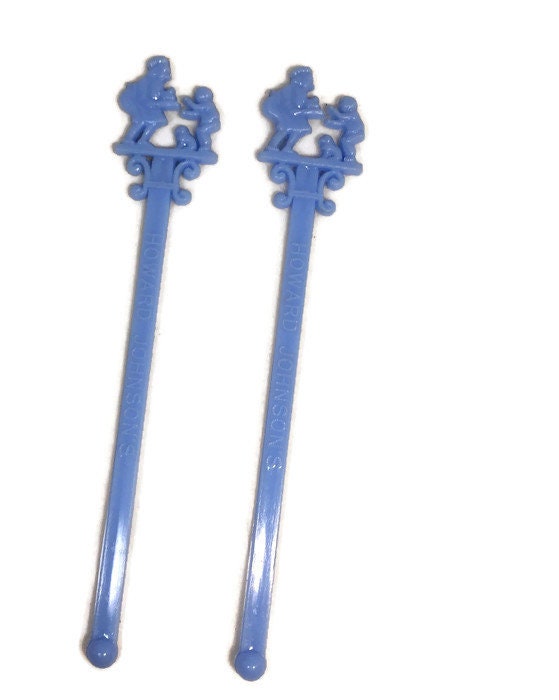 Mid Century Howard Johnson's Swizzle Sticks, Restaurant Souvenir Drink Stirrers - Duckwells