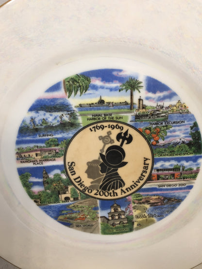 Vintage San Diego Souvenir Plate - Collectible Home Decor, Mid Century Graphics, 200th Anniversary - Duckwells