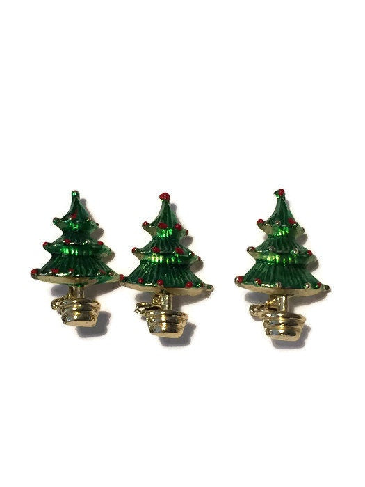 Vintage Christmas Pins - Women's Scatter PIns, Holiday Trees Gold tone Metal,  Holiday Jewelry - Duckwells