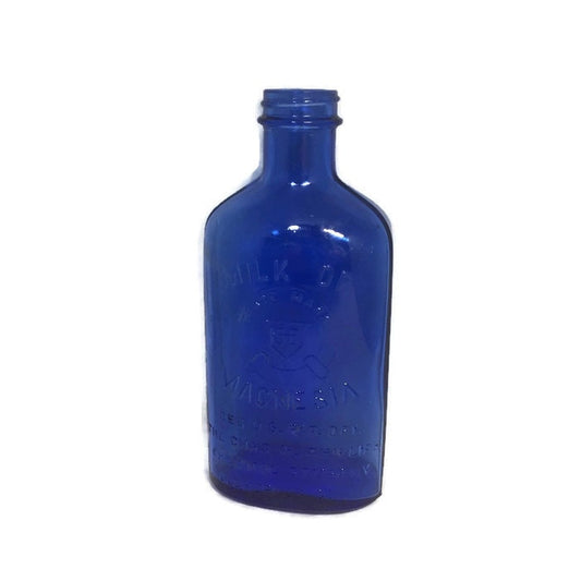 Vintage Milk of Magnesia Bottle, 1930s Cobalt Blue Apothecary Bottle, Embossed K929 - Duckwells