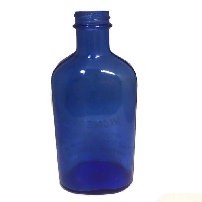 Vintage Milk of Magnesia Bottle, 1930s Cobalt Blue Apothecary Bottle, Embossed K929 - Duckwells