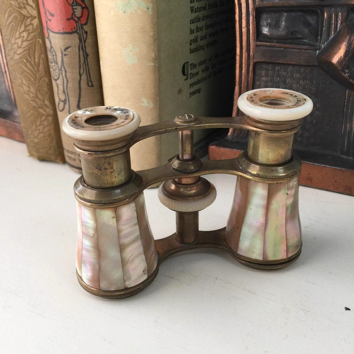 Antique French Opera Glasses, Marchand Paris, Ladies Binoculars, Mother of Pearl Casing - Duckwells