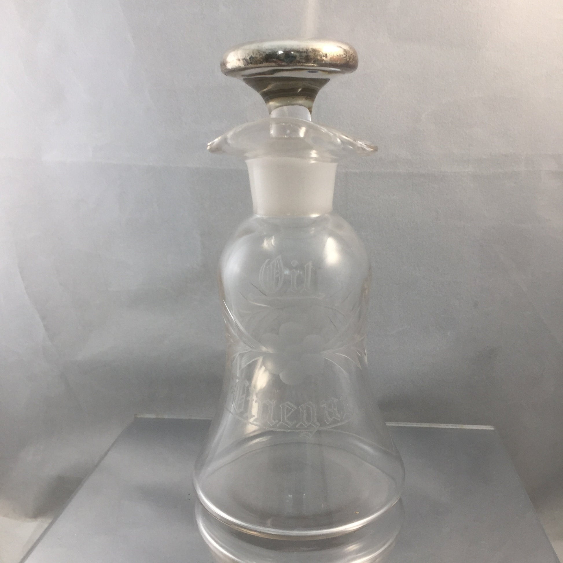 Antique Etched Glass Oil and Vinegar Cruet - Duckwells