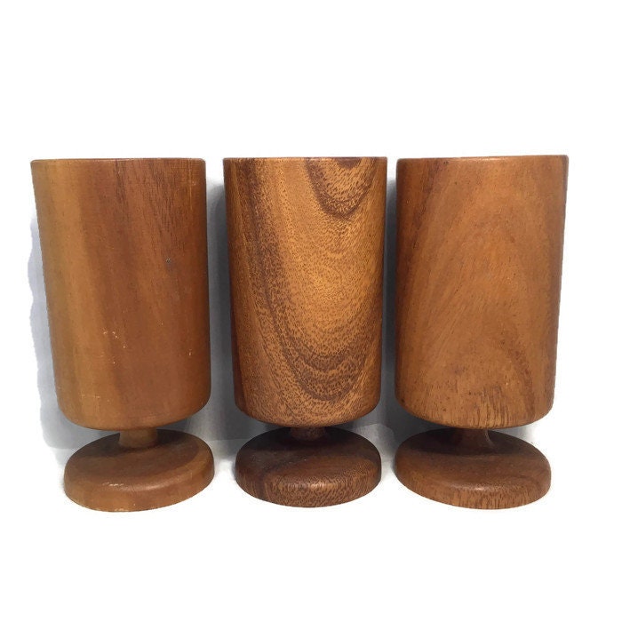 Mid Century Wood Pedestal Cups - Duckwells