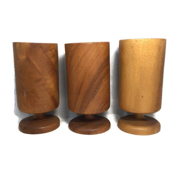 Mid Century Wood Pedestal Cups - Duckwells
