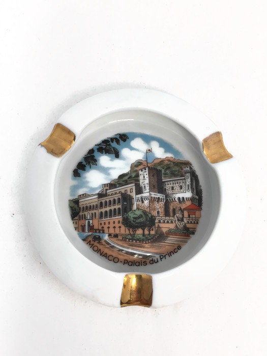 Vintage Monaco Ashtray, Midcentury Souvenir Palais du Prince at Duckwells