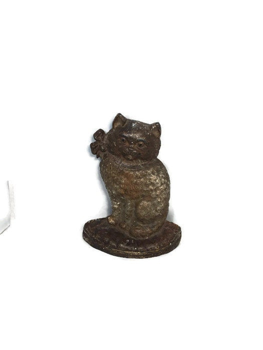 Vintage Cat Doorstop, Hubley Cast Iron Collectible Bookend - Duckwells
