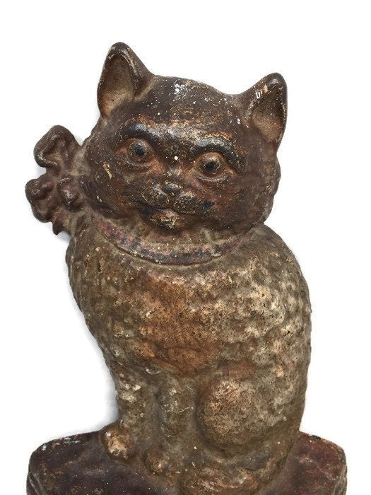 Vintage Cat Doorstop, Hubley Cast Iron Collectible Bookend - Duckwells