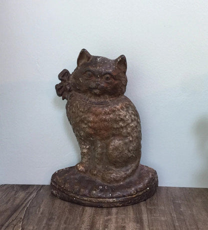 Vintage Cat Doorstop, Hubley Cast Iron Collectible Bookend - Duckwells
