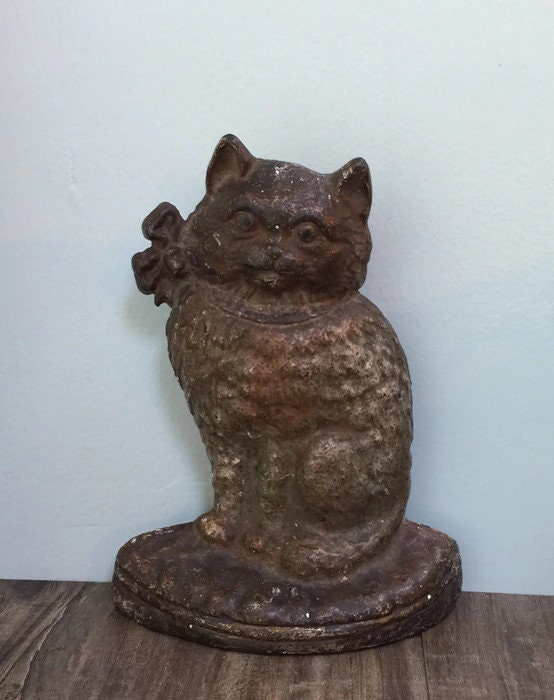 Vintage Cat Doorstop, Hubley Cast Iron Collectible Bookend - Duckwells