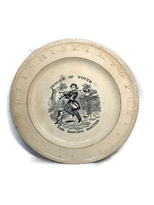 Antique Frolics of Youth Child's Alphabet Plate