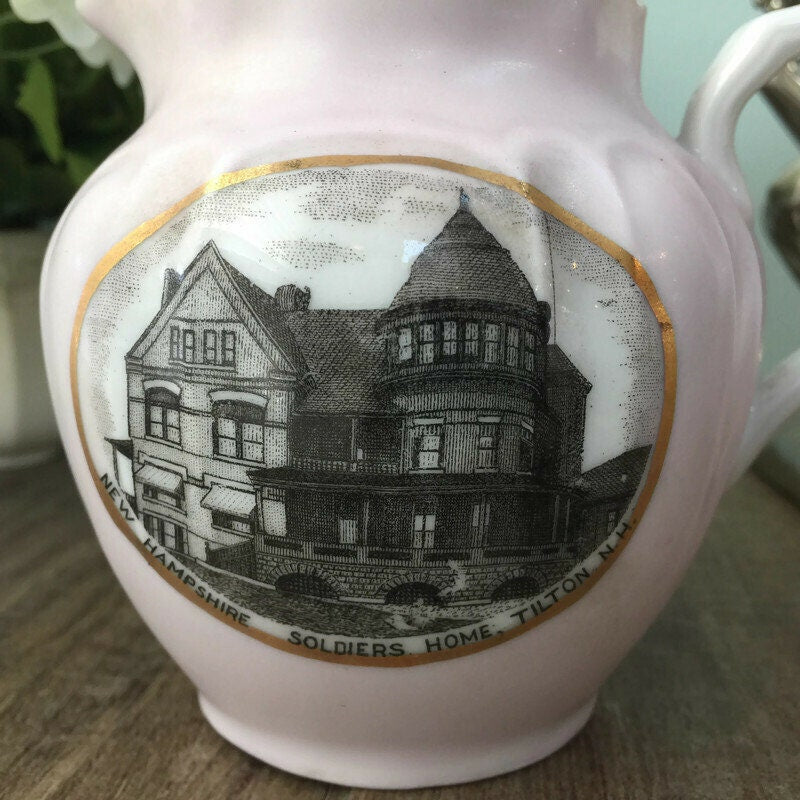 Antique Tilton New Hampshire Soldiers Home Creamer - Duckwells