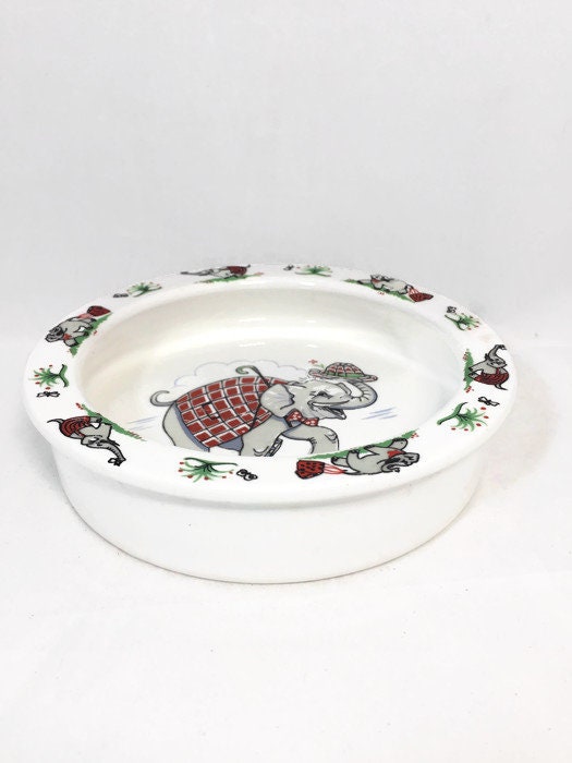 Vintage Elephant Baby Dish, Figgjo Flint Norway Ceramic Child's Bowl - Duckwells