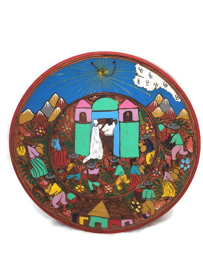 Mexican Folk Art Plate, Red Clay Wedding Dish - Duckwells