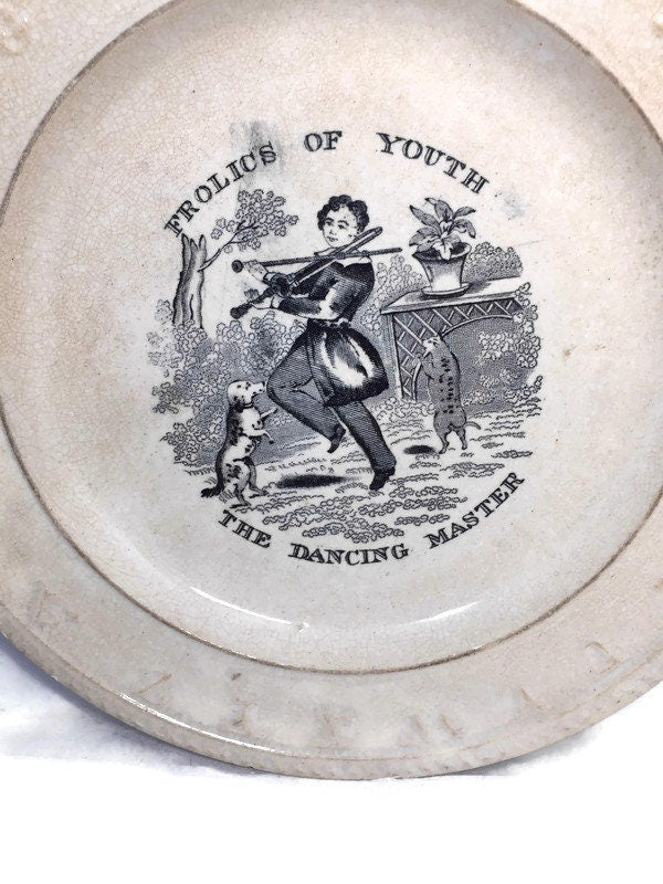 Antique Frolics of Youth Child's Alphabet Plate - Duckwells