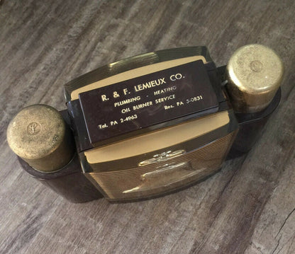 Vintage Bakelite Cigarette Box Dispenser, 1950's Liberty Bell Lighter Set