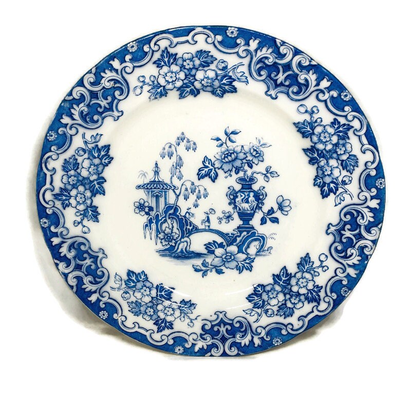 Antique Blue and White Transfer Plate - Duckwells