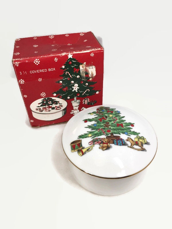 Vintage Christmas Porcelain Trinket Box - Duckwells