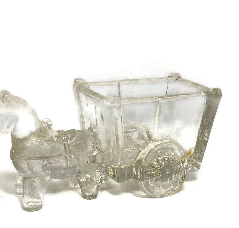 Vintage Glass Donkey Cart
