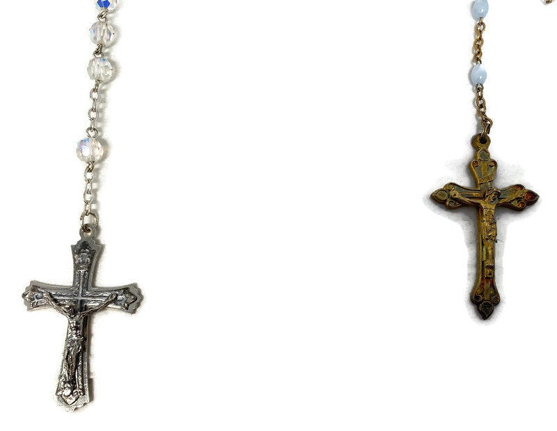 Vintage Italian Rosary Beads, Aurora Borealis and Eau de Lourdes - Duckwells