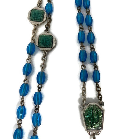 Vintage Italian Rosary Beads, Aurora Borealis and Eau de Lourdes - Duckwells