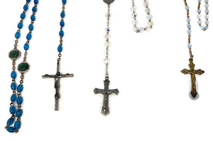 Vintage Italian Rosary Beads, Aurora Borealis and Eau de Lourdes - Duckwells