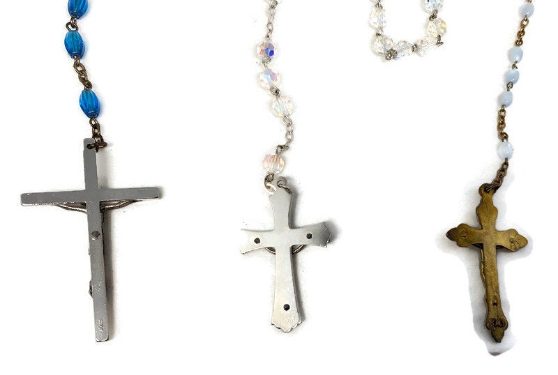 Vintage Italian Rosary Beads, Aurora Borealis and Eau de Lourdes - Duckwells