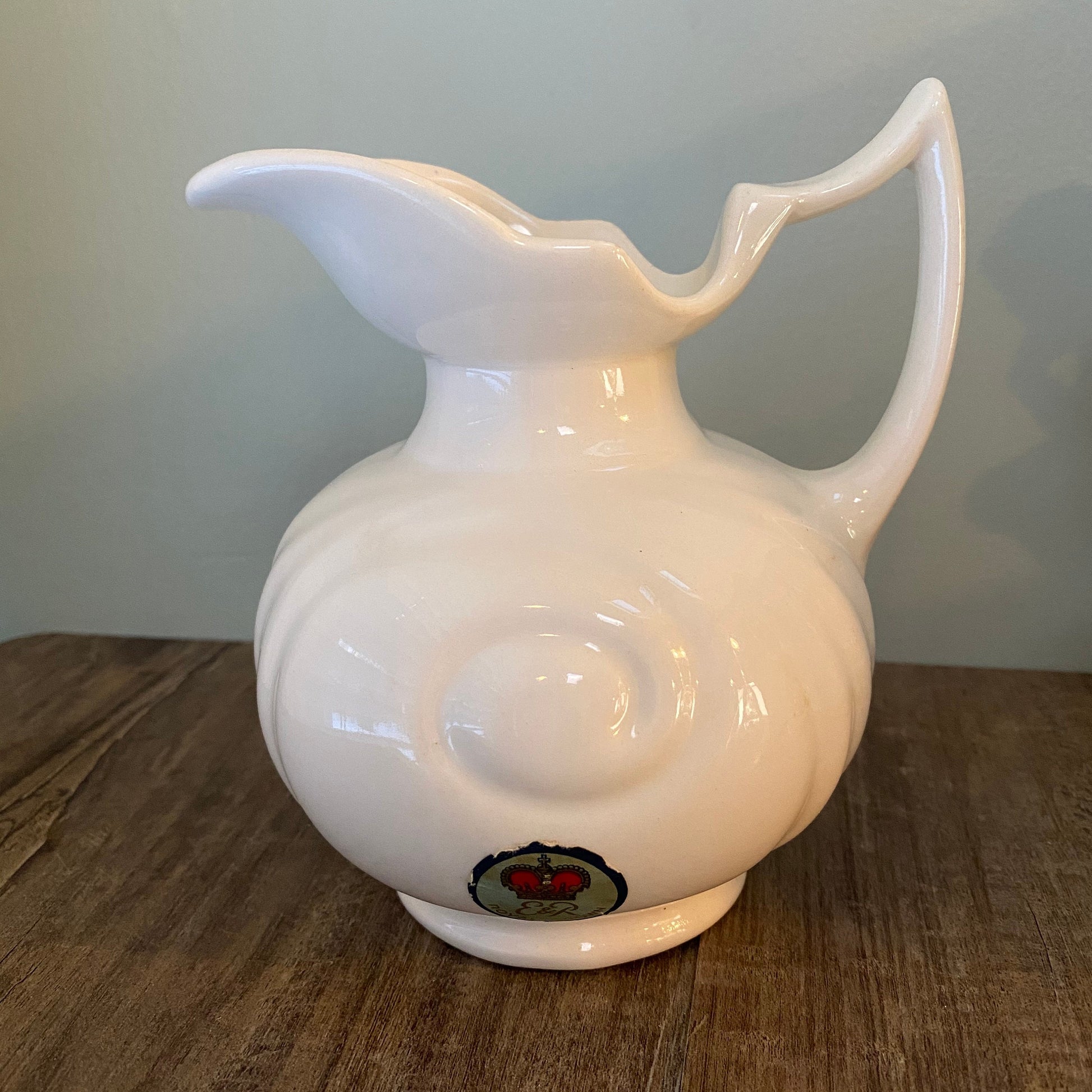 Vintage White Ceramic Pitcher - Duckwells