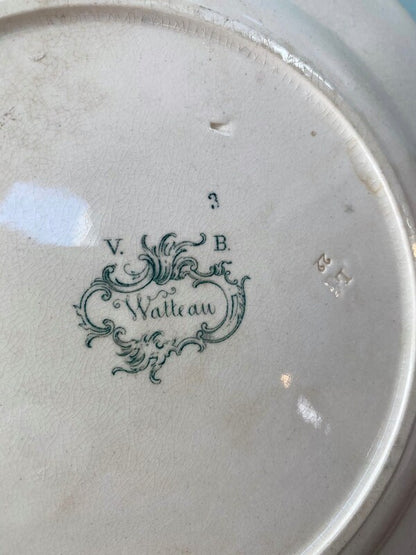 Antique Red Transferware Plate -  Rare Watteau