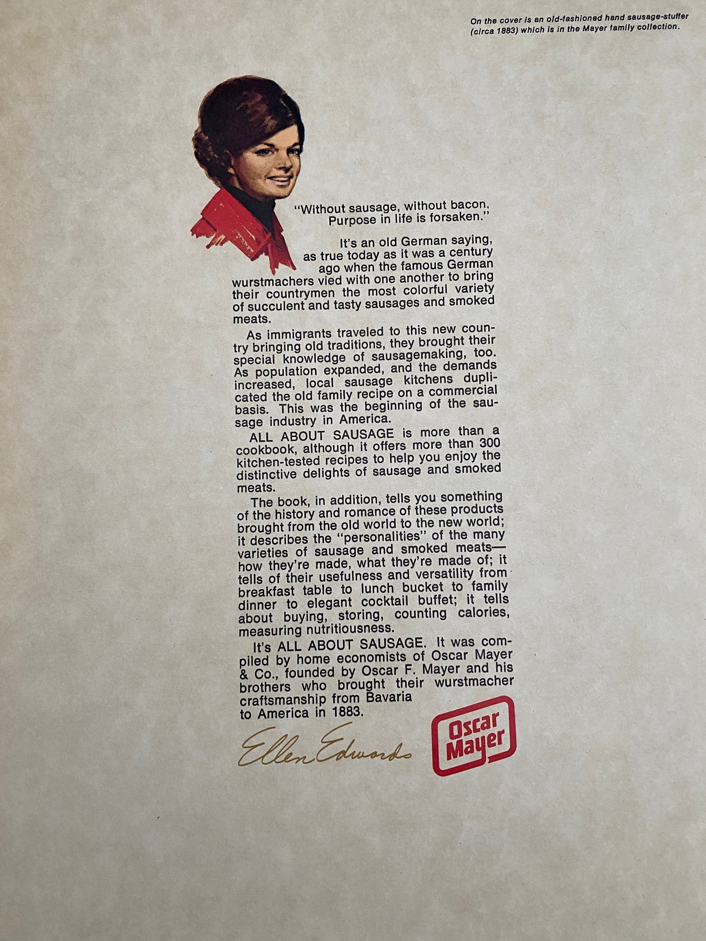 Vintage Cookbook, All About Sausage, 1973 Oscar Meyer