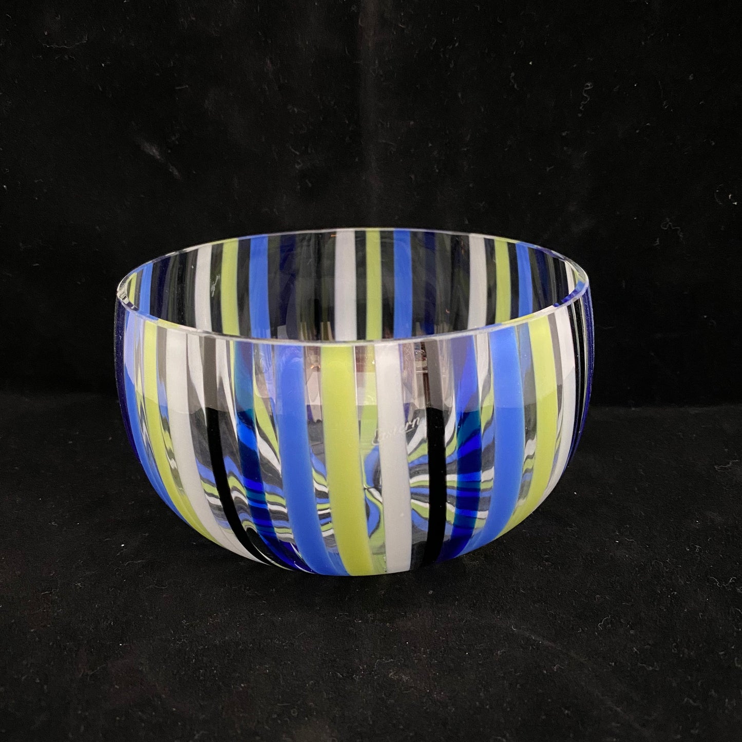 Mid century Murano Glass bowl by Venini, Swirling Stripes A Canne Art Glass - Duckwells