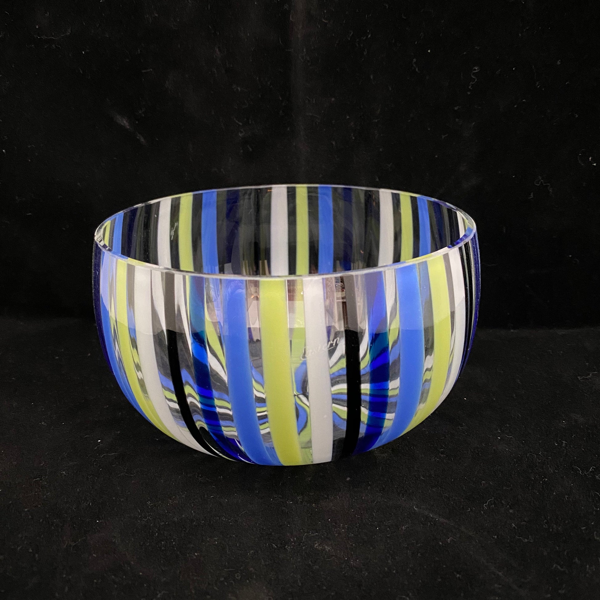 Mid century Murano Glass bowl by Venini, Swirling Stripes A Canne Art Glass - Duckwells