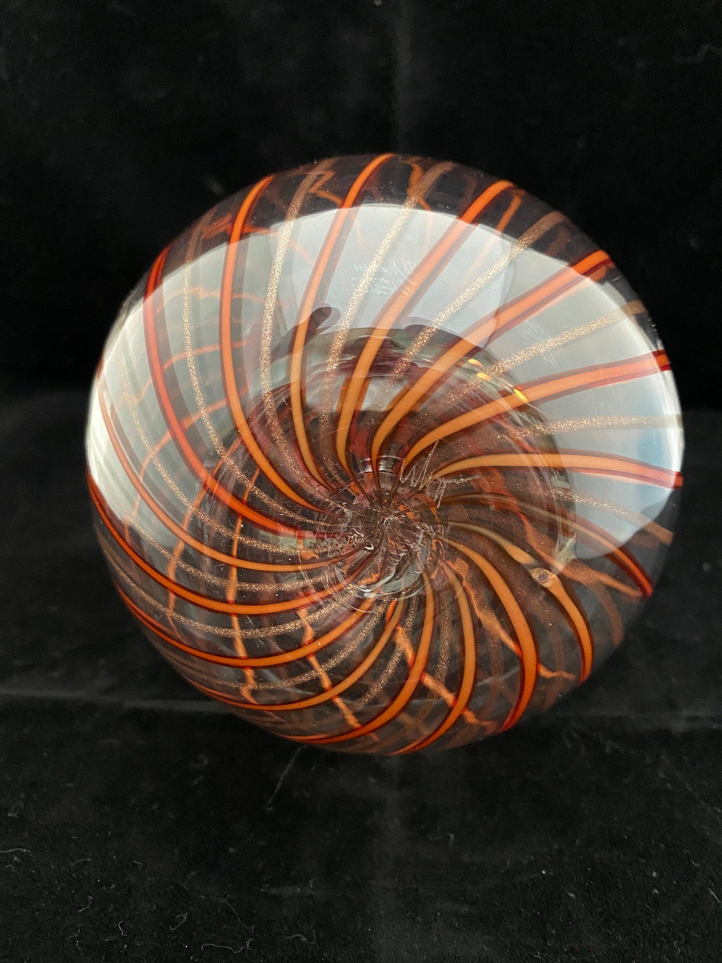 Mid century Murano Glass Vase by Venini, Red and Gold Swirling Stripes A Canne Art Glass - Duckwells
