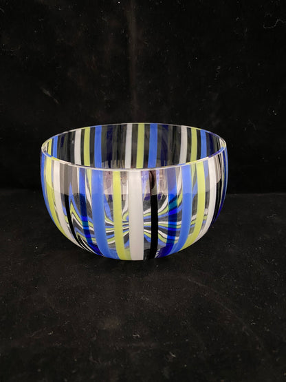 Mid century Murano Glass bowl by Venini, Swirling Stripes A Canne Art Glass - Duckwells