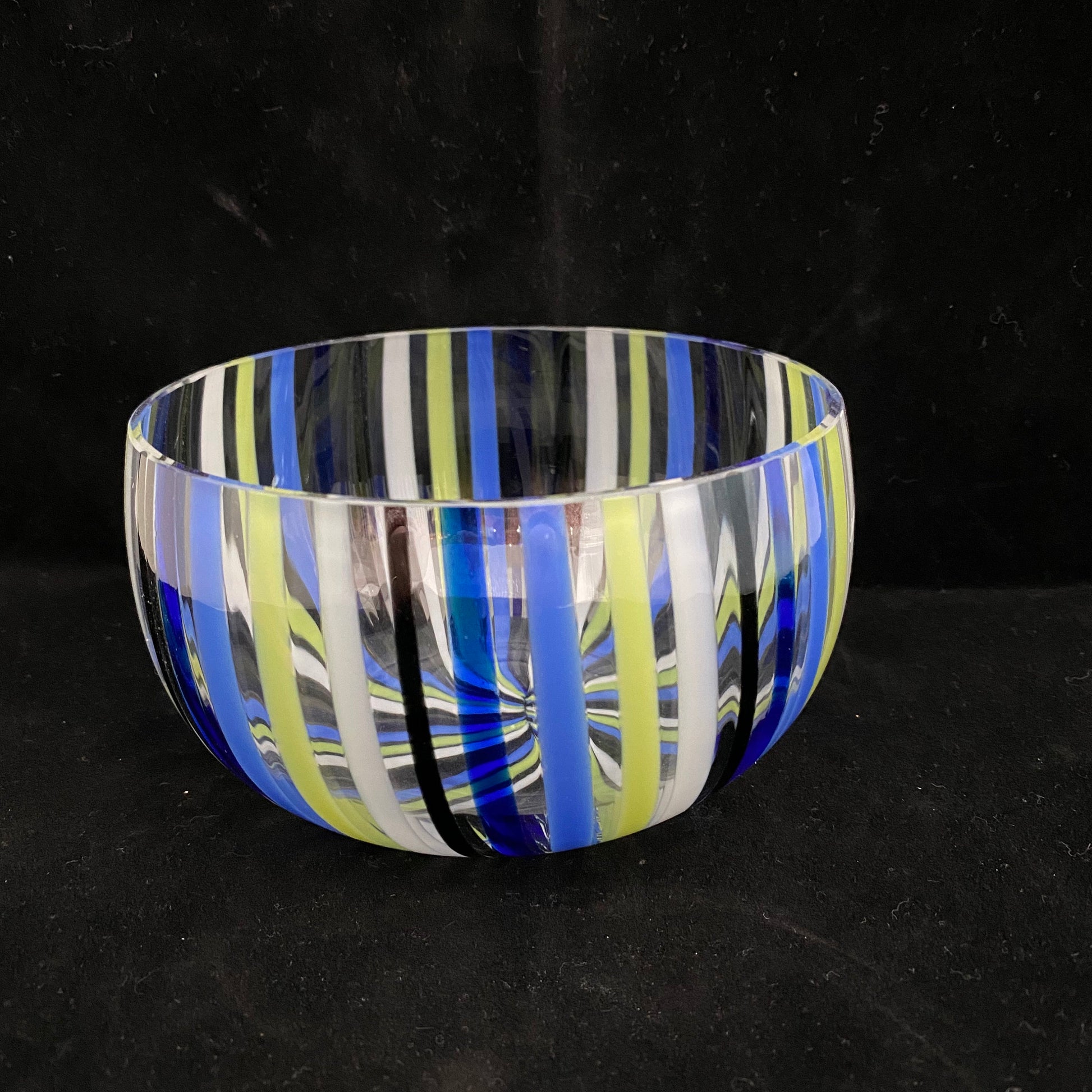Mid century Murano Glass bowl by Venini, Swirling Stripes A Canne Art Glass - Duckwells