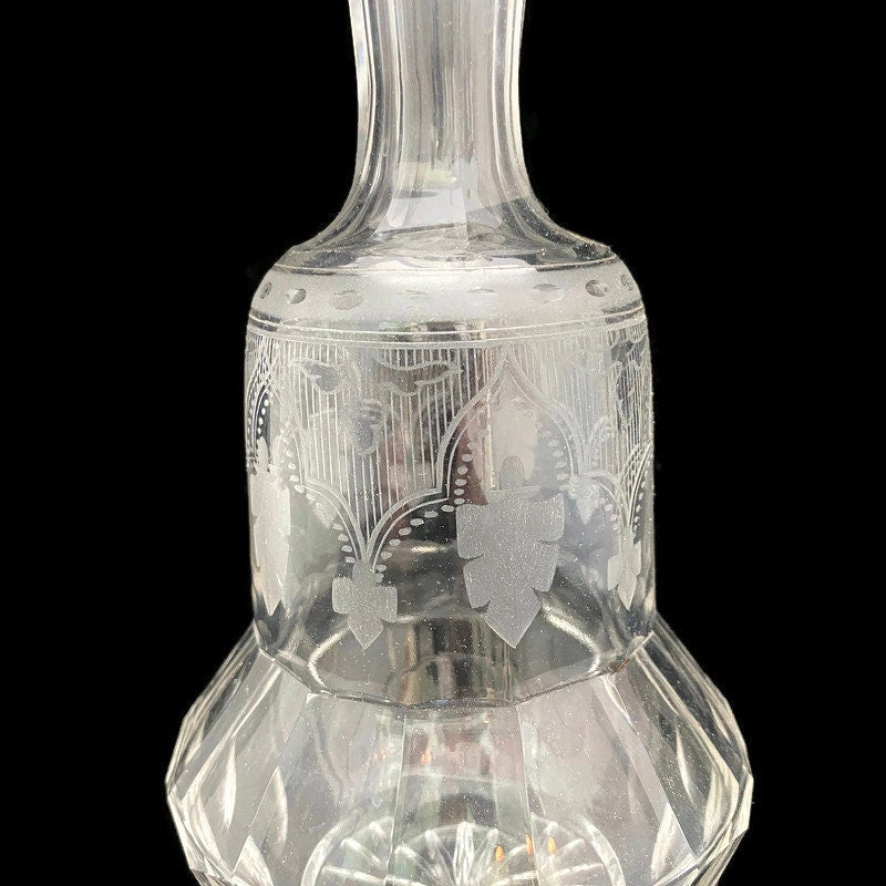 Vintage Etched Glass Bottle