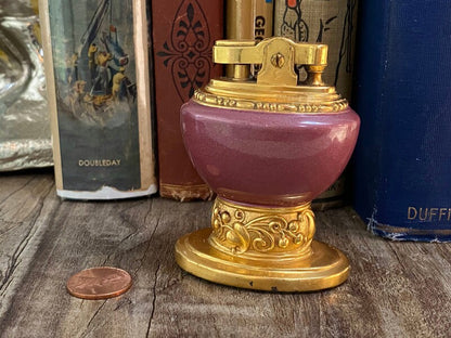 Vintage Ronson Leona Pink Enamel Table Lighter