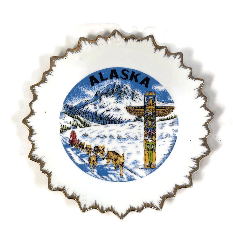 Vintage Alaska Souvenir Plate, Collectible State Wall Plate - Duckwells