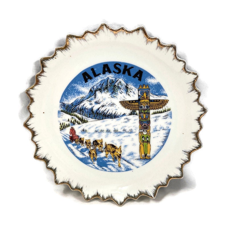 Vintage Alaska Souvenir Plate, Collectible State Wall Plate - Duckwells