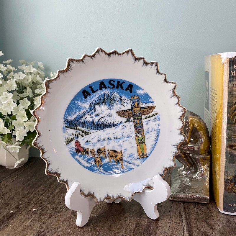 Vintage Alaska Souvenir Plate, Collectible State Wall Plate - Duckwells