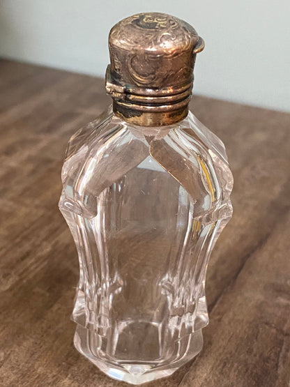 Antique Sterling Silver and Cut Crystal Perfume Bottle