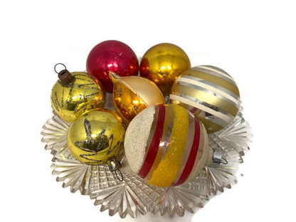 Midcentury Glass Christmas Ornaments, Holiday Tree Decorations