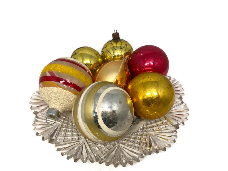 Midcentury Glass Christmas Ornaments, Holiday Tree Decorations at Duckwells