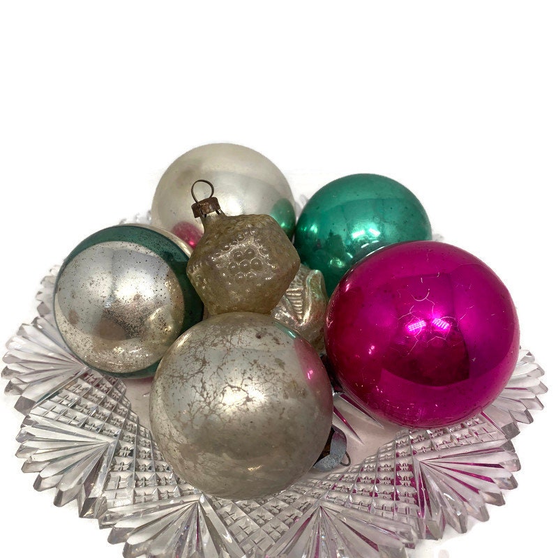 Mid Century Glass Christmas Tree Ornaments