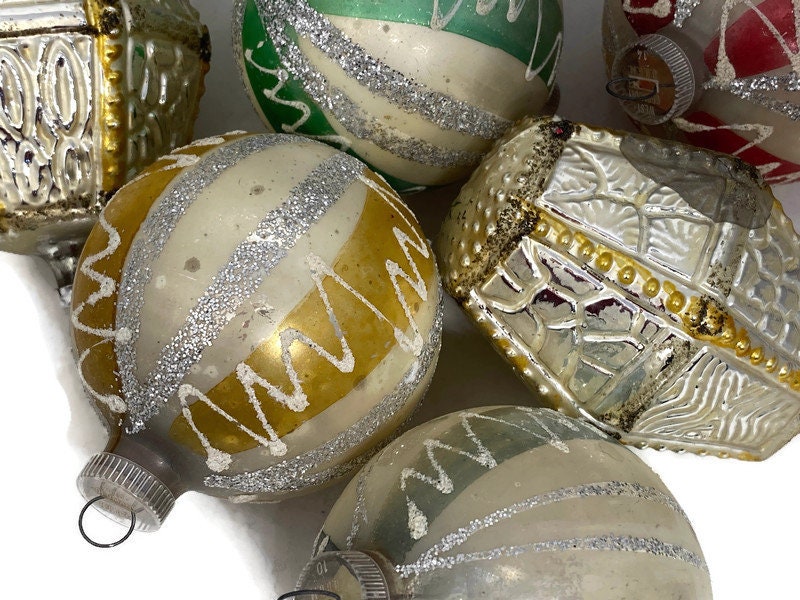 Vintage European Christmas Glass Ornaments with Original Box