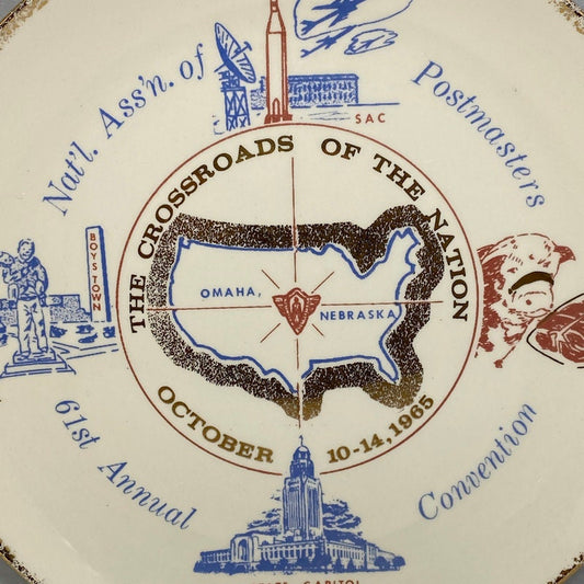 Midcentury Postmasters Convention Plate, Omaha Nebraska at Duckwells
