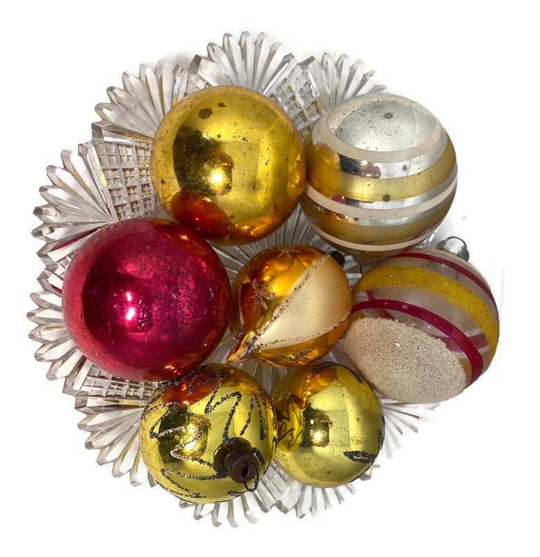 Midcentury Glass Christmas Ornaments, Holiday Tree Decorations at Duckwells
