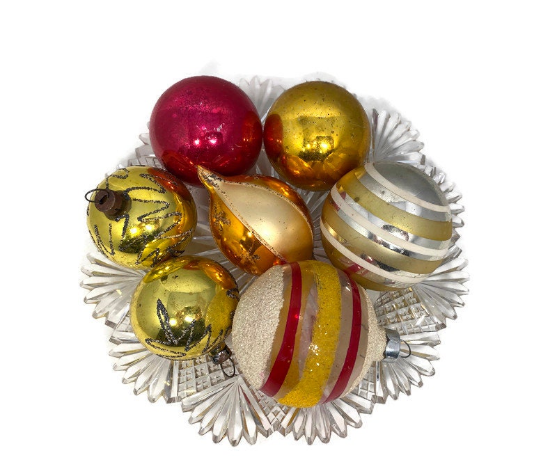 Midcentury Glass Christmas Ornaments, Holiday Tree Decorations at Duckwells
